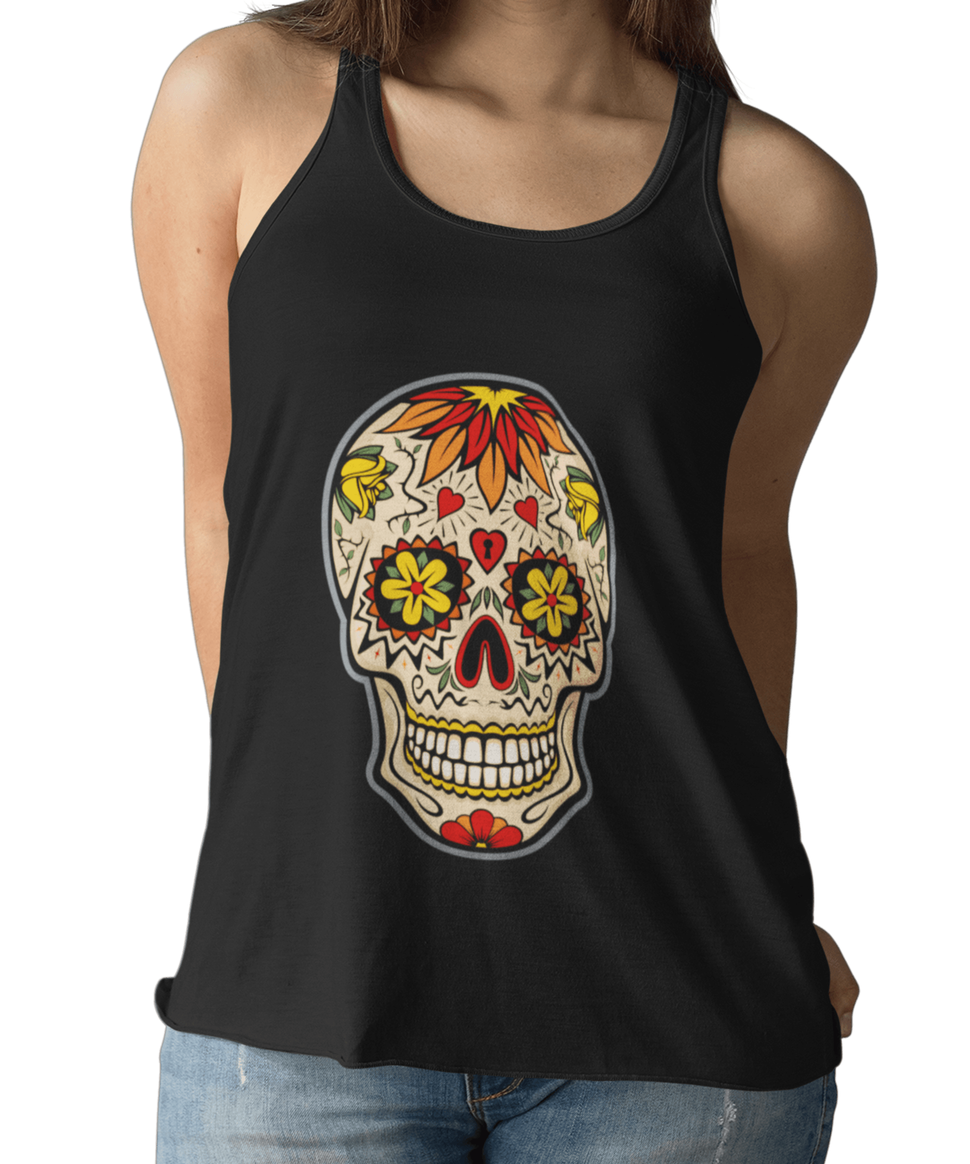 Skull Tattoo Design Adult Womens Vest Top 8Ball