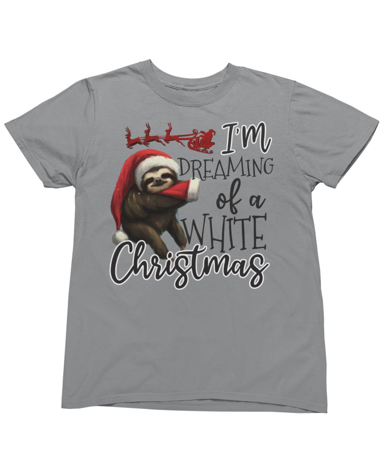 Sloth Dreaming Of A White Christmas Unisex Mens T-Shirt 8Ball