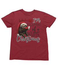 Thumbnail for Sloth Dreaming Of A White Christmas Unisex Mens T-Shirt 8Ball